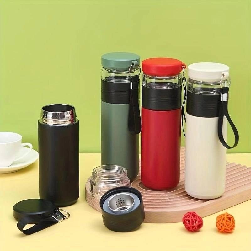 فلاسک دمنوش اینجوی 500 میلی‌لیتر | استیل دوجداره با صافی استیل