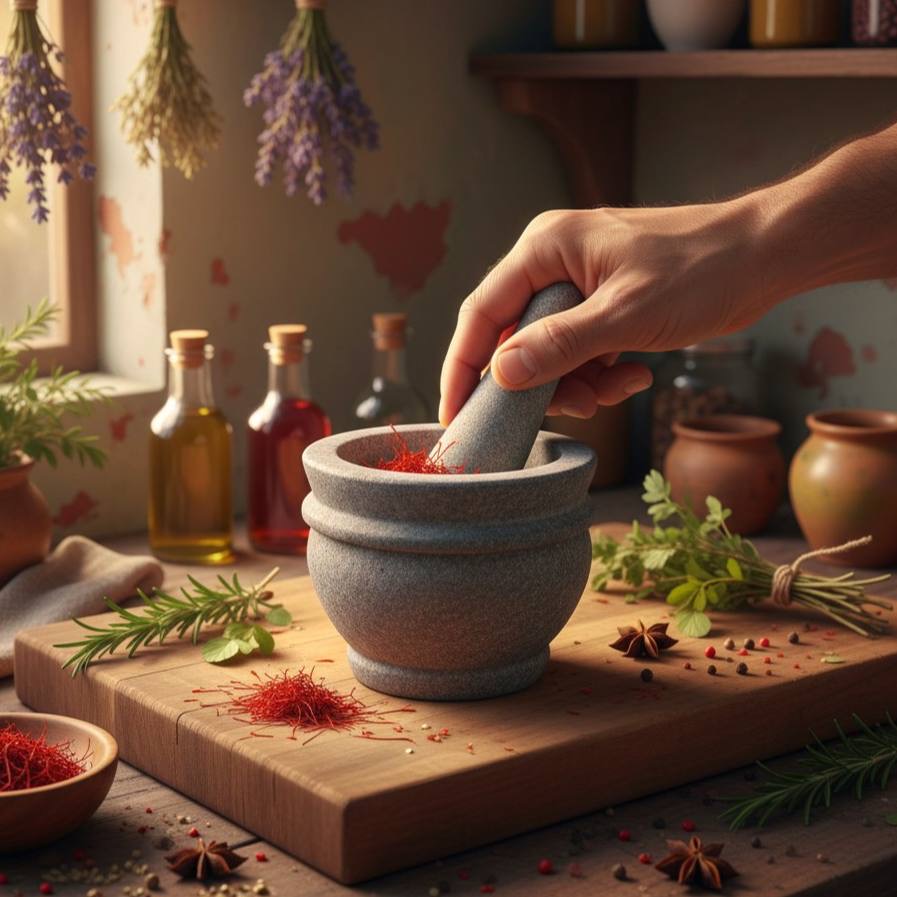 هاون سنگی طرح گرد سایز کوچک — تصویر ۲