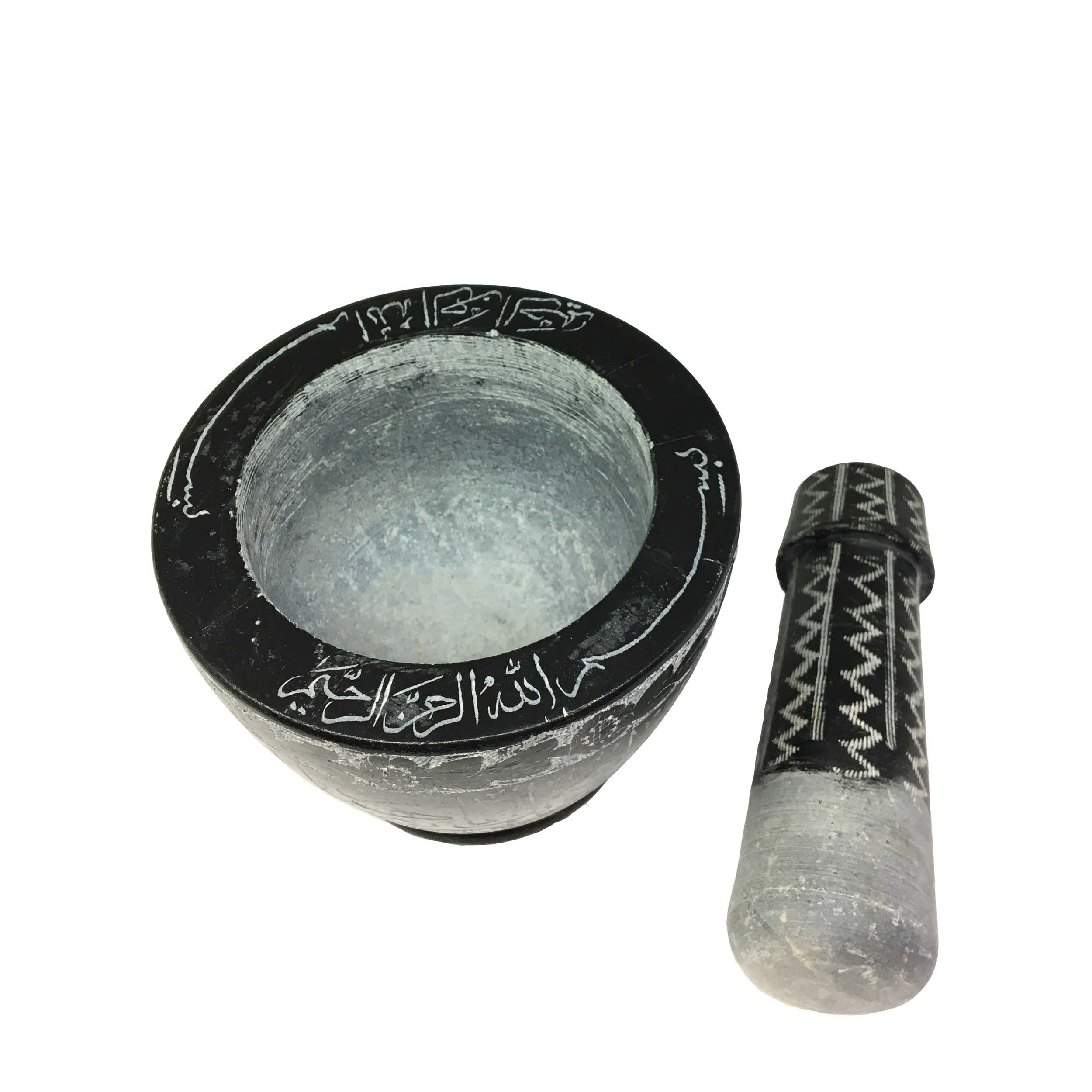 هاون سنگی قلم زنی شده طرح و ان یکاد — تصویر ۴