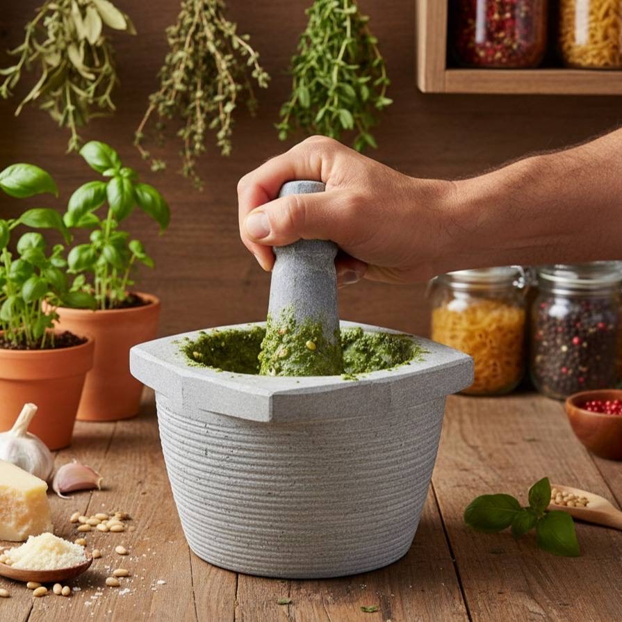 هاون سنگی طرح چهارگوشه مدل سنتی — تصویر ۲