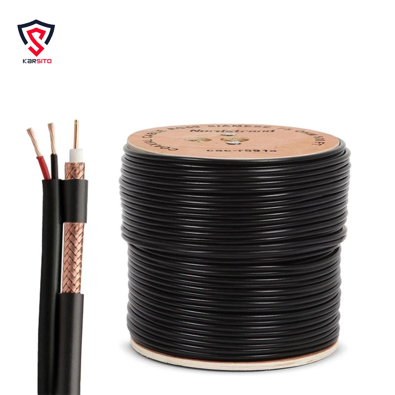 کابل ترکیبی RG59 تمام مس 7 دهم 96 رشته برق یک به طول 305 متر