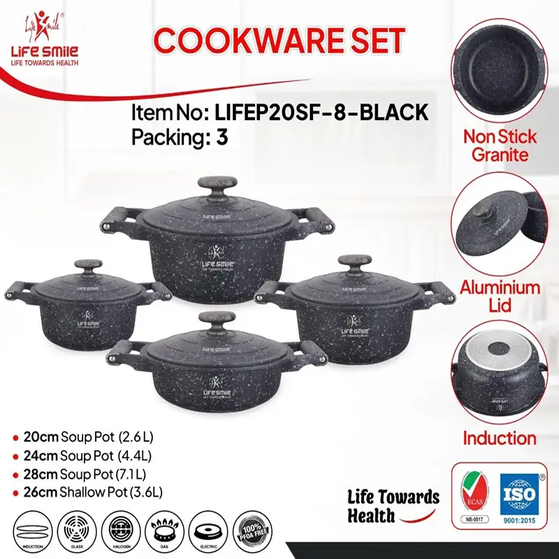 سرویس قابلمه گرانیتی ۸ پارچه لایف اسمایل مدل LIFEP20SF-8 — تصویر ۴