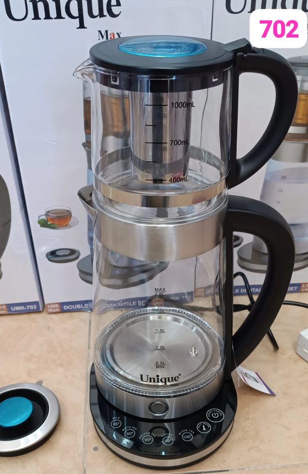 چای ساز یونیک مدل UMK-702 با کتری پیرکس — تصویر ۴