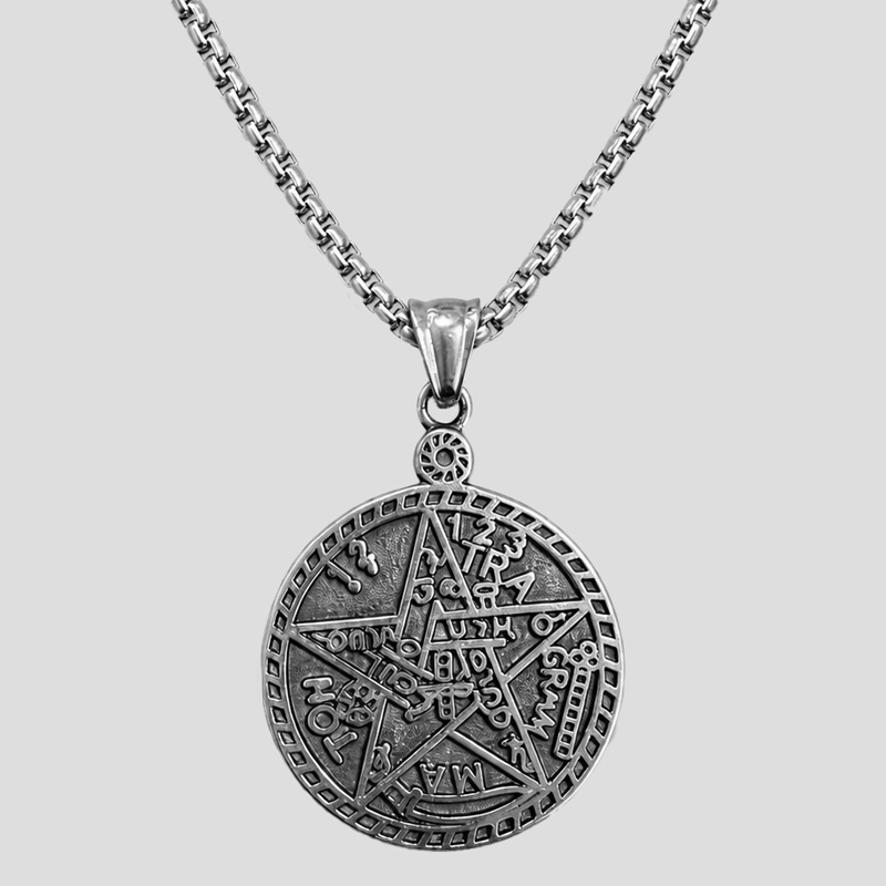 پلاک و گردنبند استیل طرح پنتاگرام مدل Seal of solomon کد Njd-26E0476 — تصویر ۲