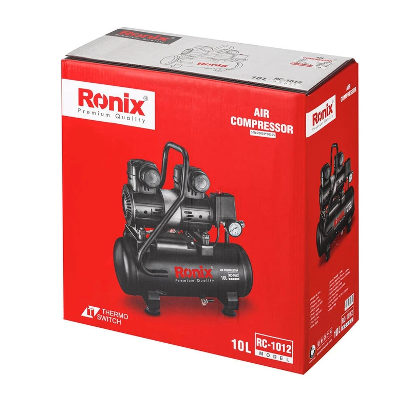 کمپرسور باد رونیکس مدل RC-1012 ظرفیت ۱۰ لیتر بدون روغن بی صدا — تصویر ۴