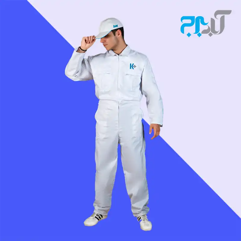 لباس کار سرهمی سفید با گلدوزی +K سایز مدیوم ( M) — تصویر ۲