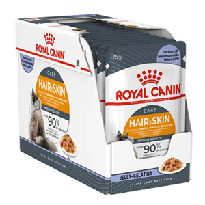 غذای پوچ گربه رویال کنین هیرانداسکین ژلی ROYAL CANIN HAIR AND SKIN JELLY 12 * 85G