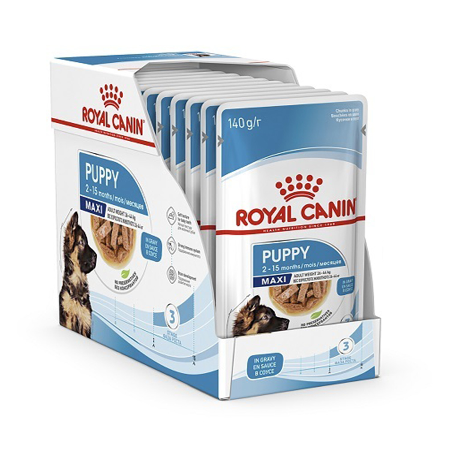 غذای پوچ سگ رویال کنین ماکسی پاپی ROYAL CANIN MAXI PUPPY 10 * 140G
