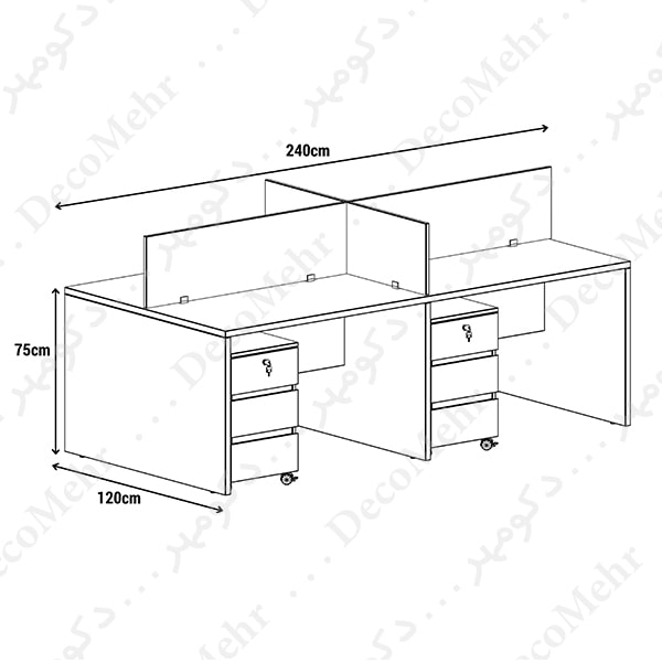 میز کارگروهی دکومهر تمامMDF کدWSM43 — تصویر ۳