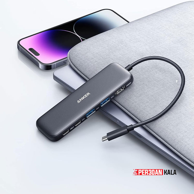 هاب شارژر 5 در 1 اَنکر مدل 332 Anker 332 USB-C Hub (5-in-1) with 4K HDMI Display 5Gbps (ویتنام) اورجینال — تصویر ۴