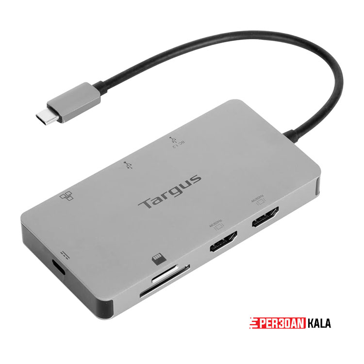 هاب 8 پورت تارگوس مدل Targus Docking Station USB-C Dual HDMI 4K , Ethernet, Micro SD, 2x USB 3.0 DOCK423A (ویتنام) (آکبند بدون جعبه)