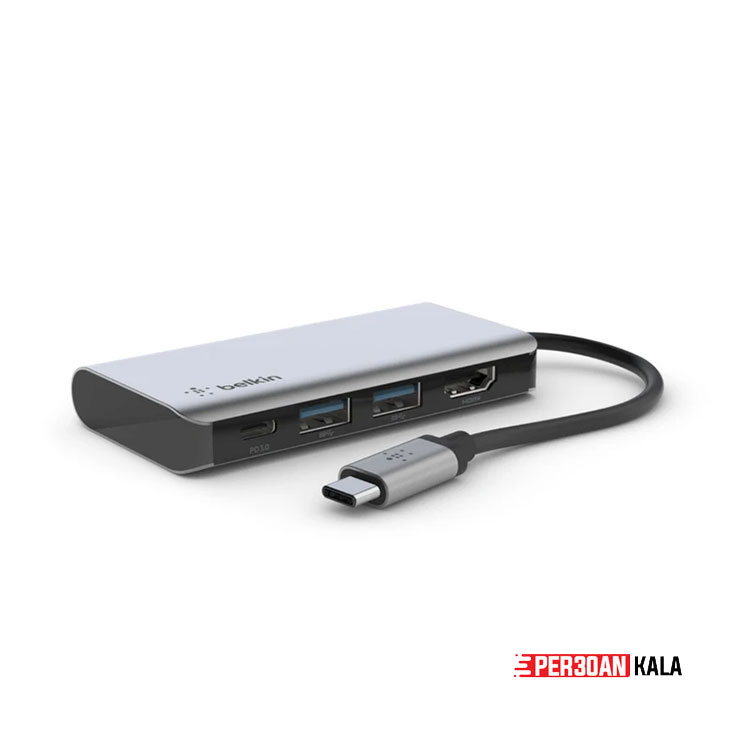 هاب شارژر 4 در 1 بلکین مدل Belkin Connect USB-C 4-in-1 Multiport Adapter AVC006 (آمریکایی) اورجینال
