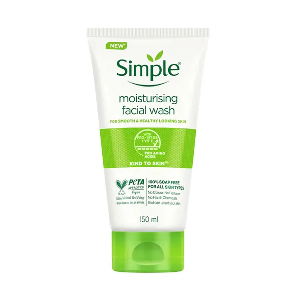 کرم شستشو صورت سیمپل مدل Moisturising پوست خشک و حساس حجم 150 میلی لیتر — تصویر ۲