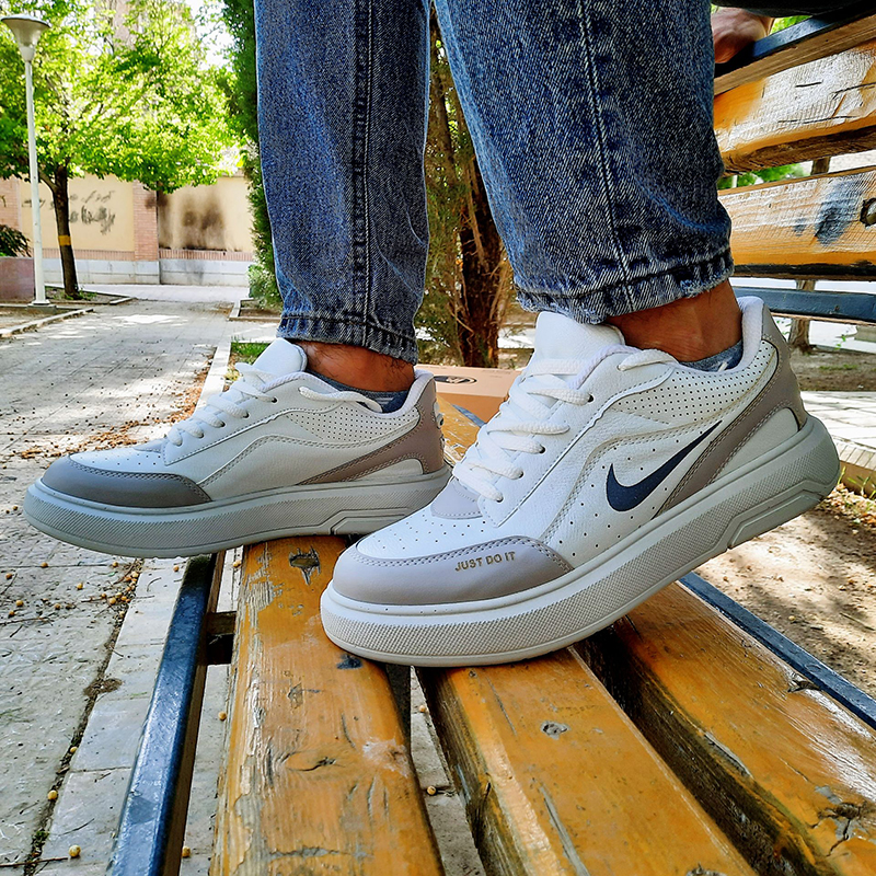 کتانی اسپرت ونس سفید مردانه طبی مدل نایک(JUST DO It)|سایز41-44|بندی|ضدآب|تزریق|سفید-کرم — تصویر ۳