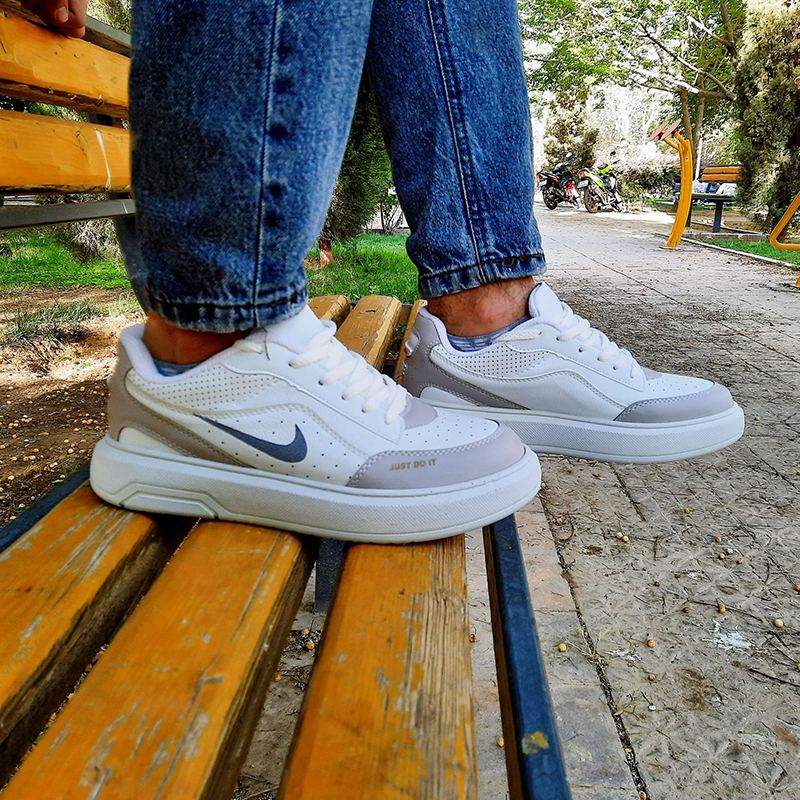 کتانی اسپرت ونس سفید مردانه طبی مدل نایک(JUST DO It)|سایز41-44|بندی|ضدآب|تزریق|سفید-کرم — تصویر ۴