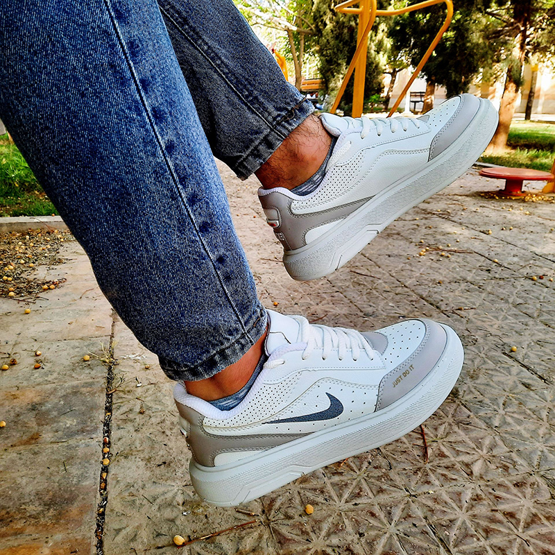 کتانی اسپرت ونس سفید مردانه طبی مدل نایک(JUST DO It)|سایز41-44|بندی|ضدآب|تزریق|سفید-کرم — تصویر ۵