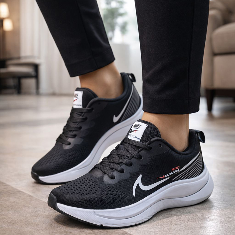 کتانی اسپرت زنانه و مردانه طبی مدل نایک پرو(NIKERUNNING)|سایز37-40|مشکی|تنفسی|کف دوخت