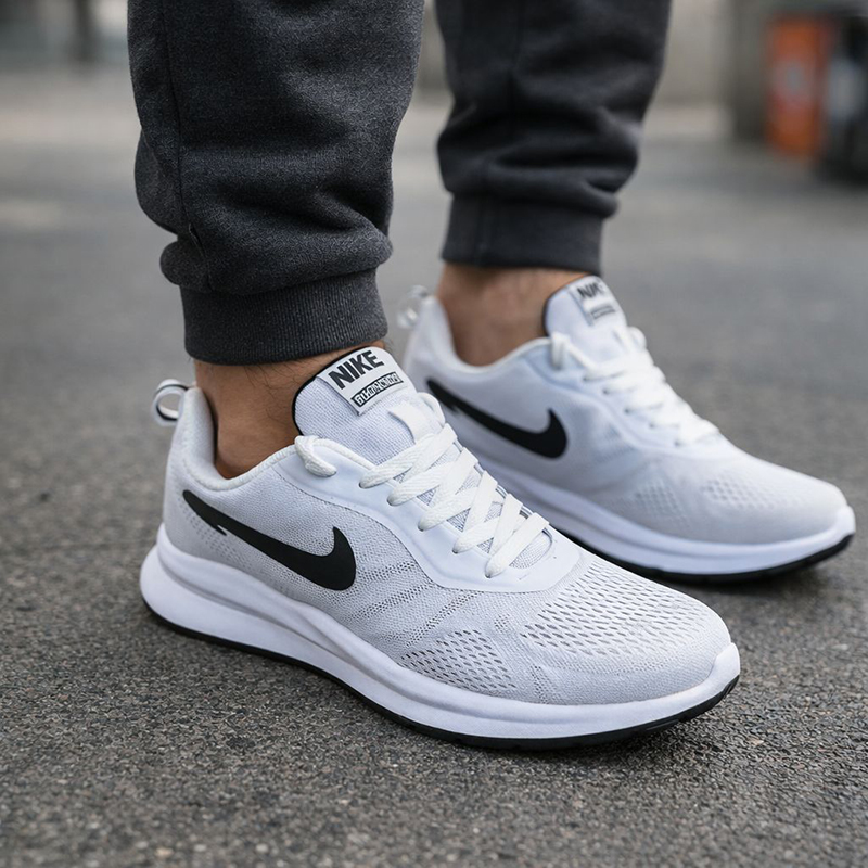 کتانی اسپرت مردانه و سایز بزرگ پا طبی تزریق مدل نایک(nike)|کد05|سایز41-48|رانینگ |طبی| سفید