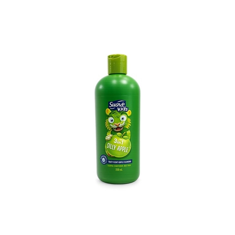 شامپو نرمکننده و شامپو بدن کودک سیب سواو کیدز ۳۵۰ میل Suave Kids 3 in 1 Silly Apple 350ml — تصویر ۲