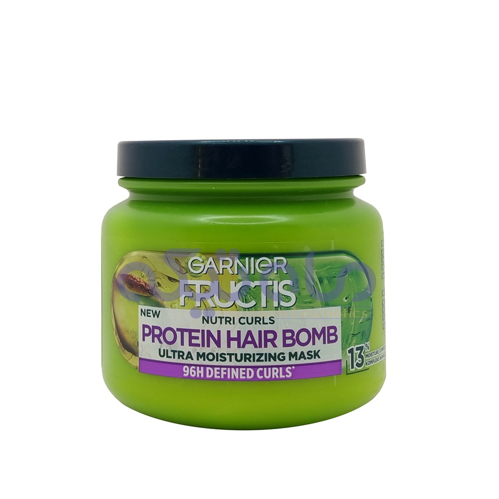 ماسک مو گارنیر آبرسان عمیق موهای فر Protein Hair Bomb حجم 320 میل — تصویر ۲