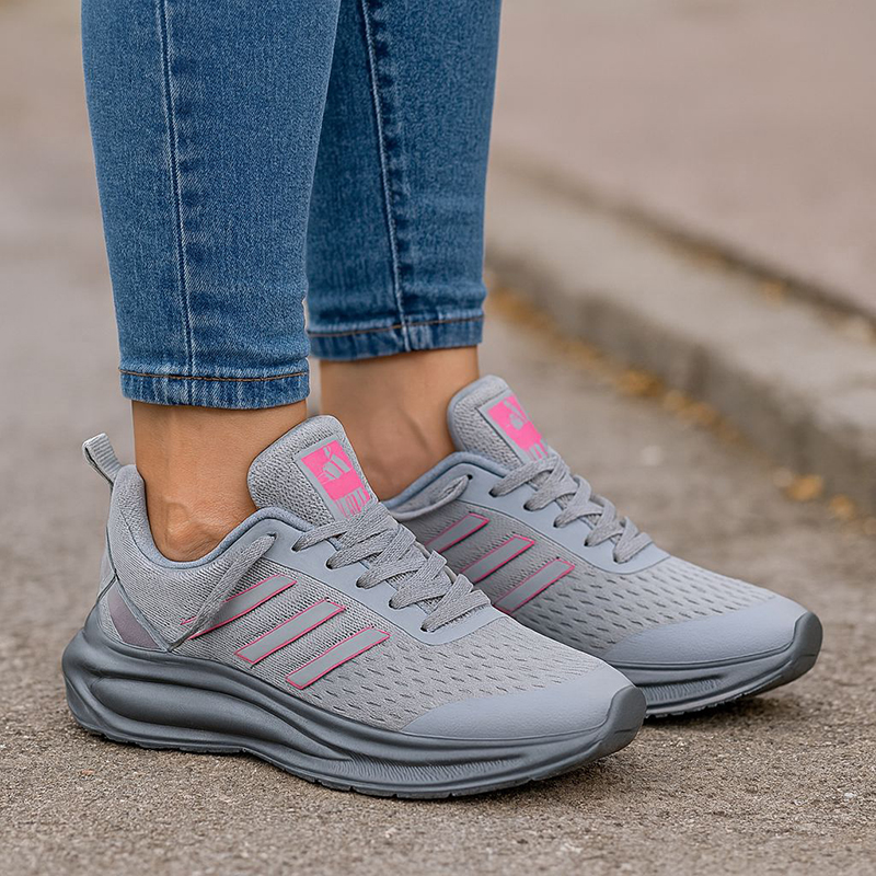 کتونی اسپرت کپسول دار زنانه و مردانه مدل آدیداس(adidas)برندفونیکس|سایز37-40|طوسی-صورتی|تنفسی|رانینگ