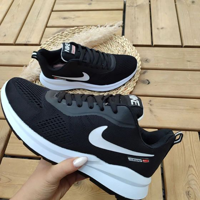 کتانی اسپرت نایک مشکی سفید مردانه و سایز بزرگ پا مدل(nike)|کد03|سایز41-48|رانینگ|تنفسی|قابل شستشو — تصویر ۲
