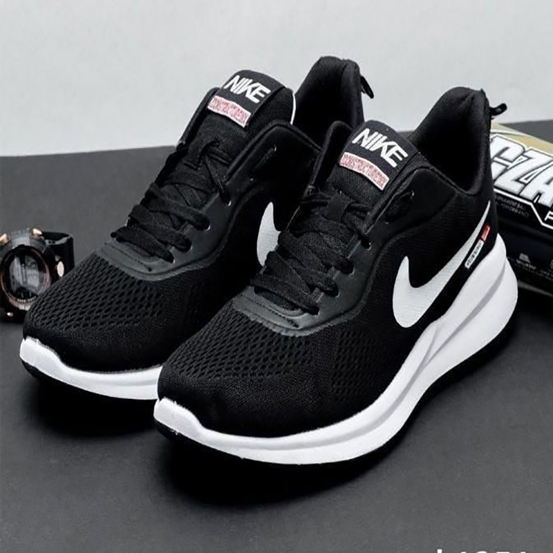 کتانی اسپرت نایک مشکی سفید مردانه و سایز بزرگ پا مدل(nike)|کد03|سایز41-48|رانینگ|تنفسی|قابل شستشو — تصویر ۴