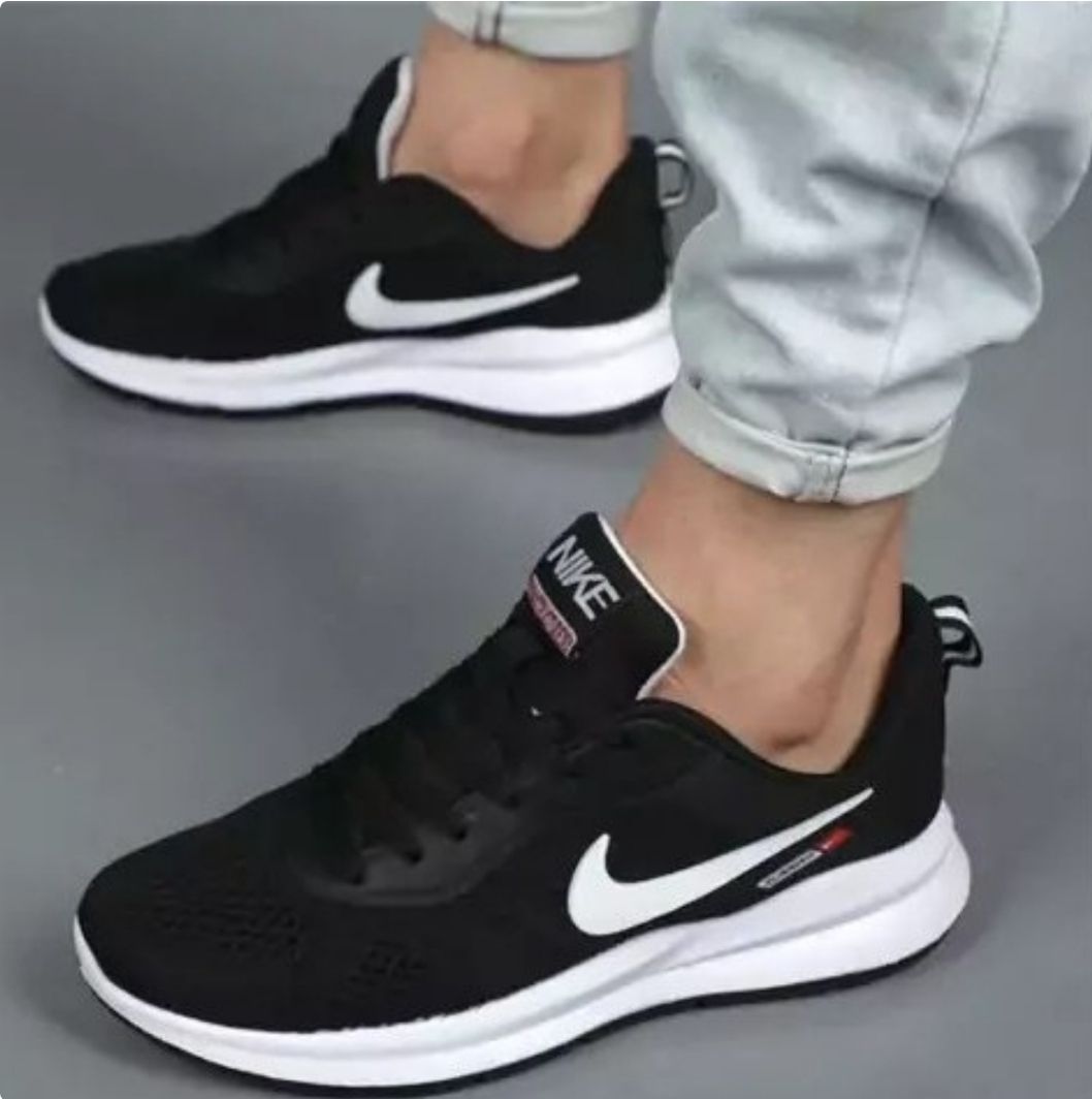 کتانی اسپرت نایک مشکی سفید مردانه و سایز بزرگ پا مدل(nike)|کد03|سایز41-48|رانینگ|تنفسی|قابل شستشو — تصویر ۵