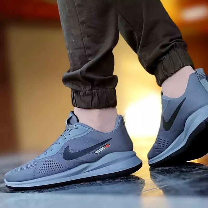 کتانی اسپرت مردانه و سایز بزرگ پا تزریق مدل نایک(nike)|کد04|سایز41-48|رانینگ |طبی| طوسی — تصویر ۳