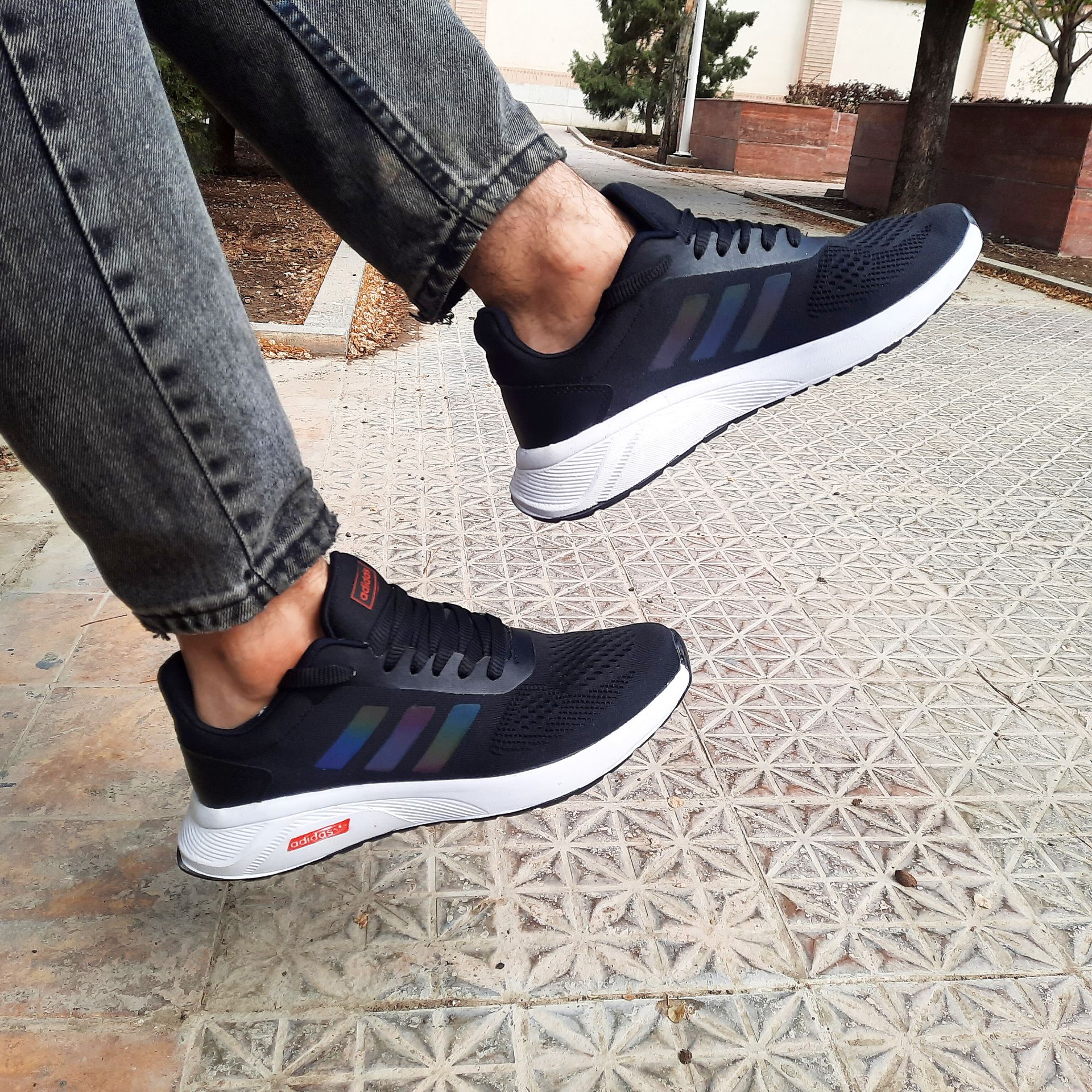کتانی اسپرت مردانه و سایز بزرگ پا رانینگ مدل آدیداس فالکون (adidas)|سایز41-47|تنفسی|کف دوخت|مشکی-سفید — تصویر ۴