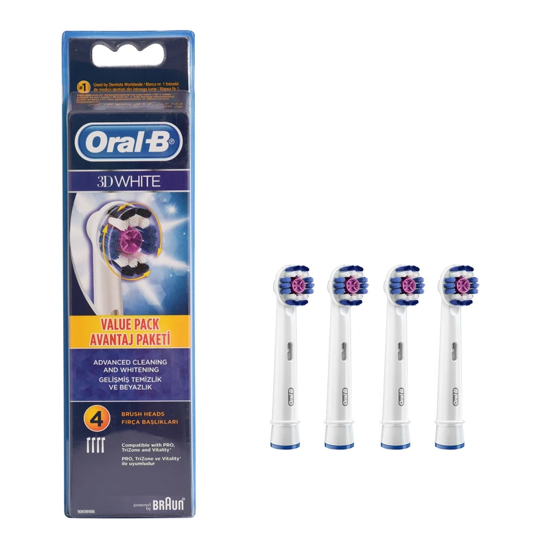 سری یدک مسواک برقی اورال-بی مدل 3D White بسته 4 عددی — تصویر ۶