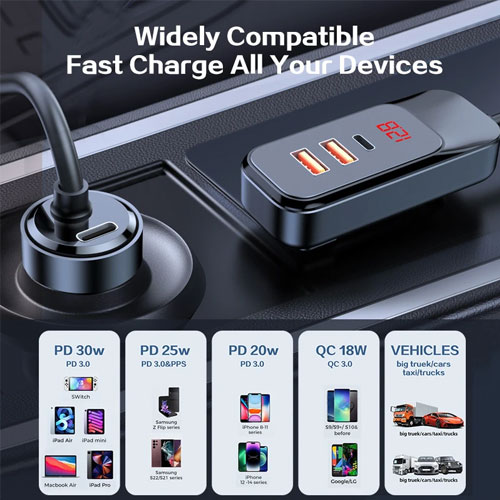 شارژر فندکی 120 وات هیسکا Hiska HCC-327 120W — تصویر ۵