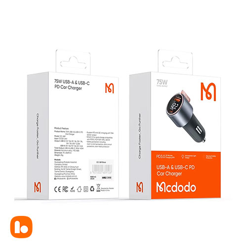 شارژر فندکی 75 وات مک‌دودو Mcdodo CC-369 — تصویر ۵