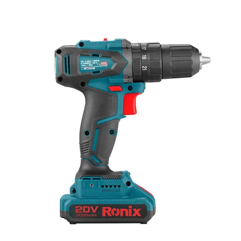 دریل پیچ گوشتی چکشی شارژی براشلس 20 ولت رونیکس Ronix مدل 8900 — تصویر ۸