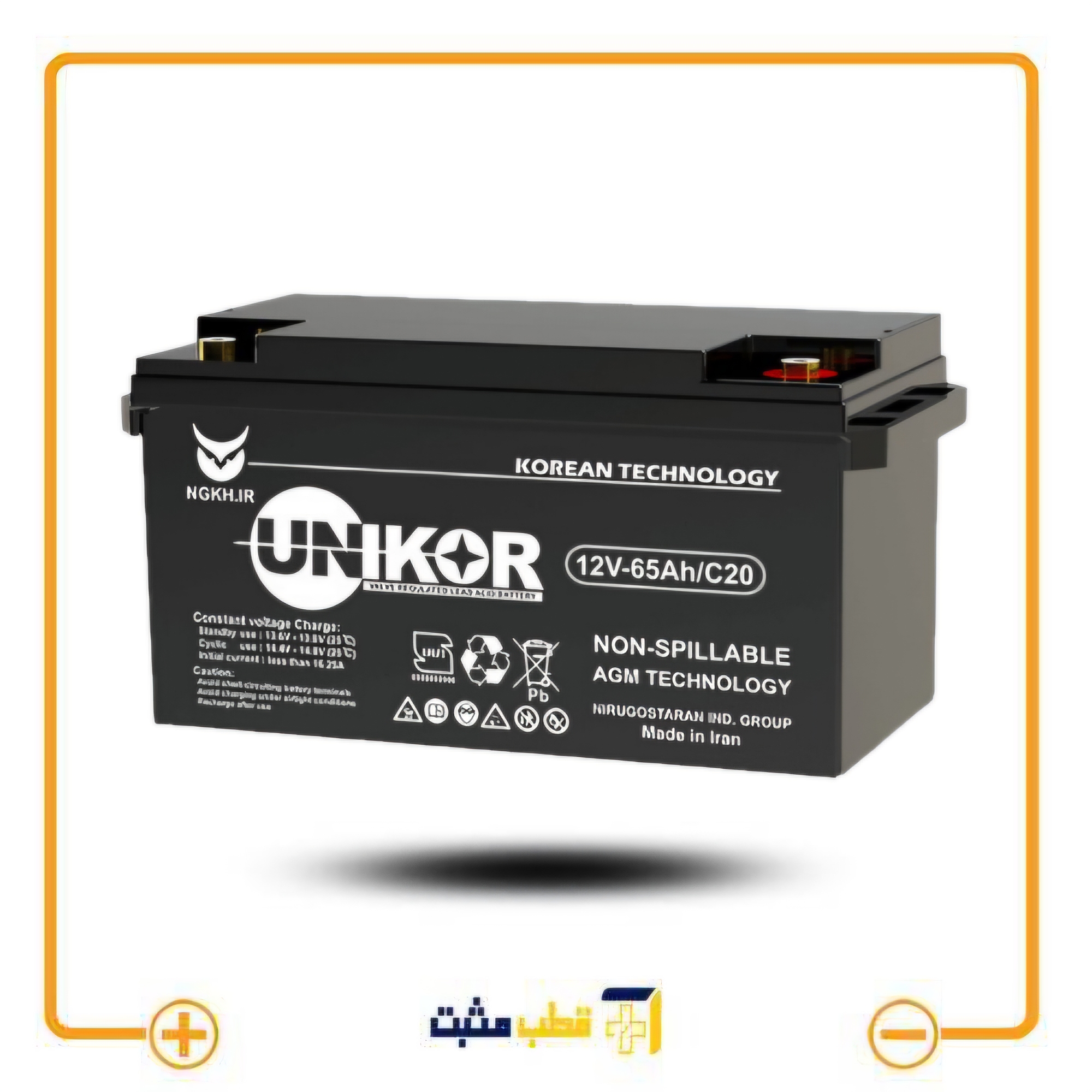 باتری یو پی اس 65 آمپر یونیکور 12V 65AH UNIKOR — تصویر ۲
