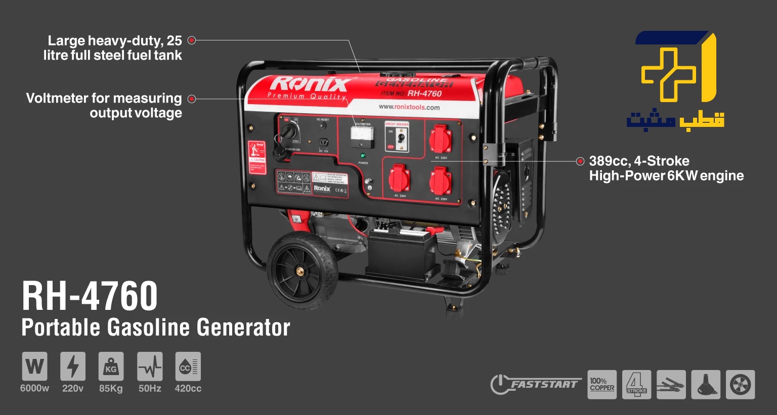 موتور برق 5.5 کیلو وات رونیکس Ronix مدل 4782 — تصویر ۸