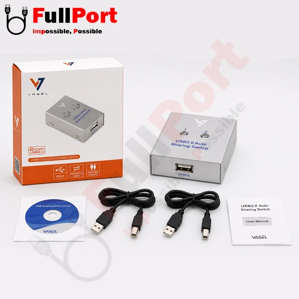 سوئیچ پرینتر 2 خروجی دستی+اتوماتیک USB2.0 واصل مدل VSL-2UA-T — تصویر ۶
