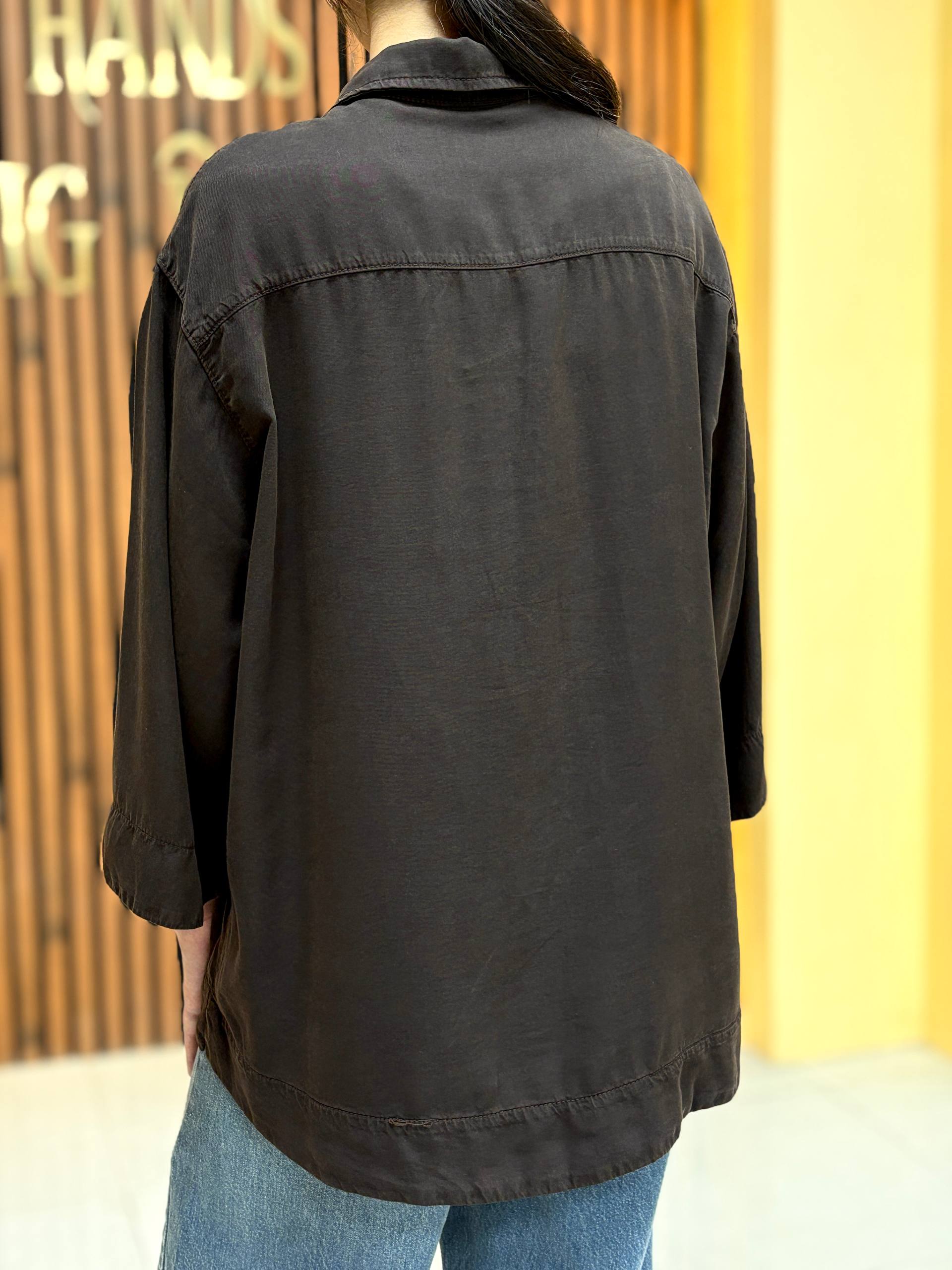 شومیز سیلک قهوهای زنانه — تصویر ۶