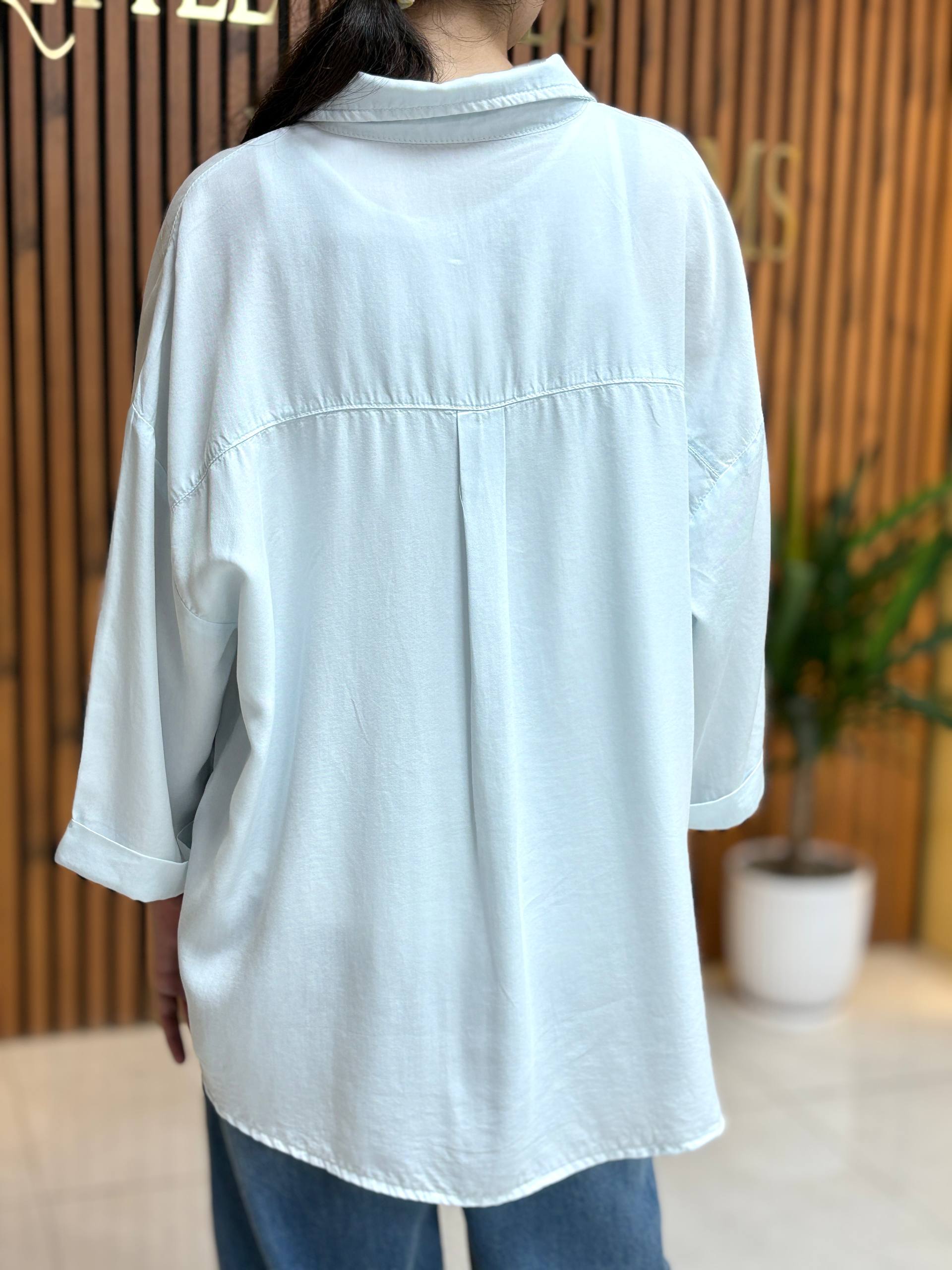 شومیز سیلک آبی زنانه — تصویر ۷