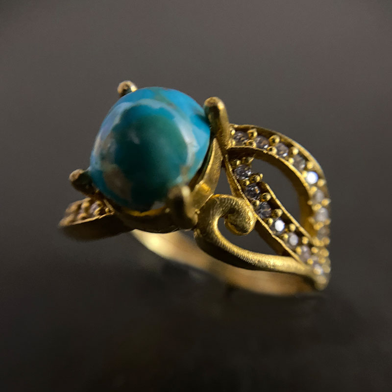 انگشتر فیروزه زنانه (کد 7800) — تصویر ۵