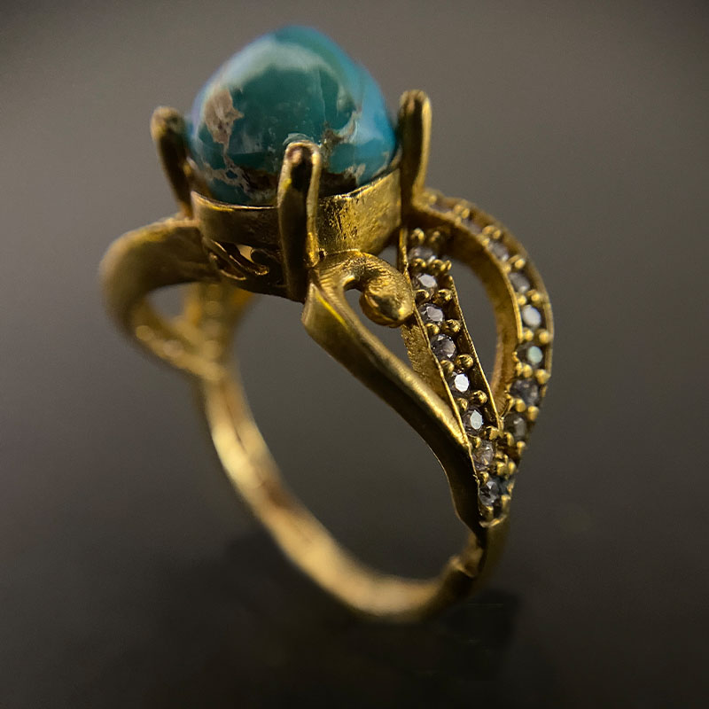 انگشتر فیروزه زنانه (کد 7800) — تصویر ۸