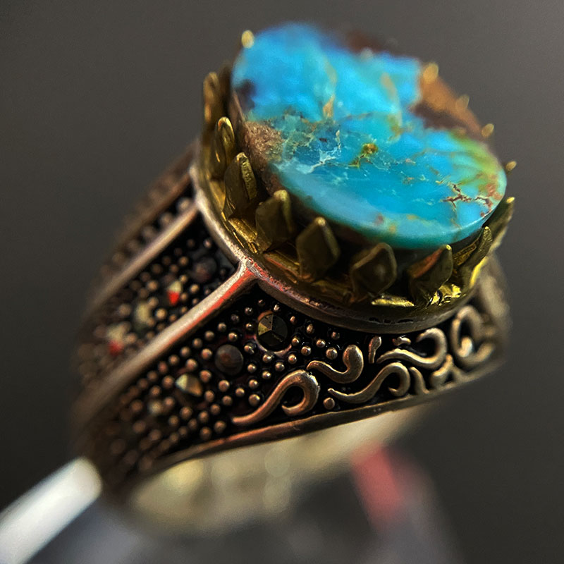 انگشتر فیروزه مردانه (کد 2316)