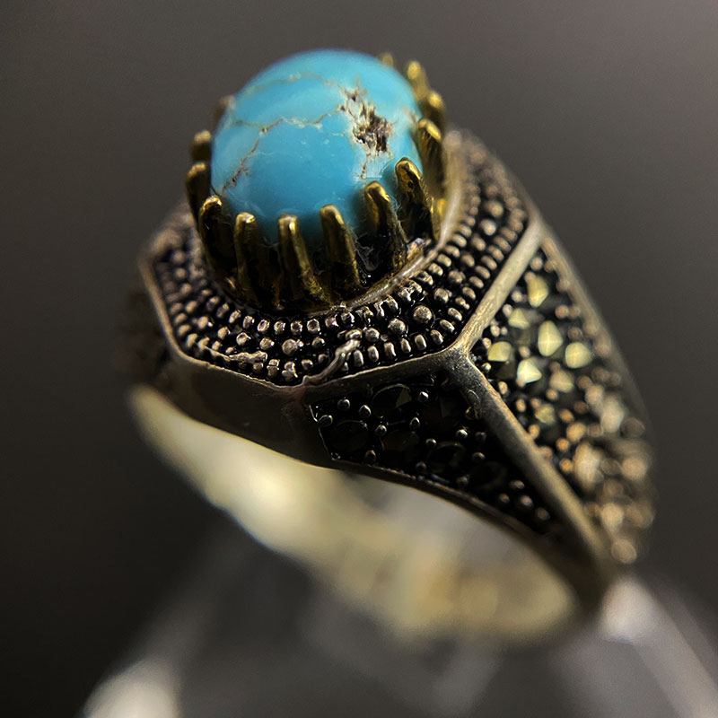 انگشتر فیروزه مردانه (کد 2320) — تصویر ۳