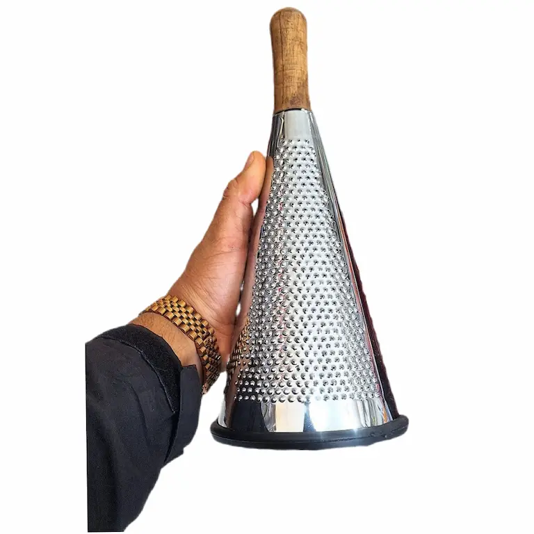 رنده مخروطی شنگیا مدل 3 طرفه دسته چوبی — تصویر ۳