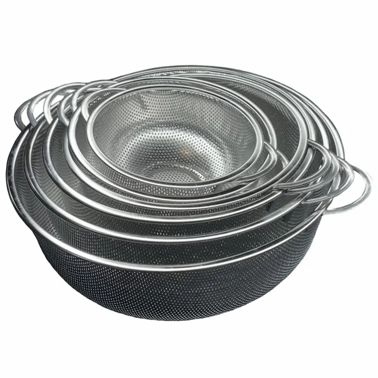 آبکش استیل 6 پارچه پانچ کرکماز پایه دار ضد زنگ — تصویر ۲