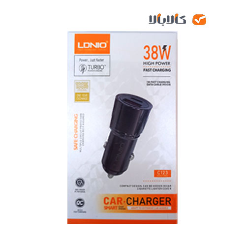 شارژر فندکی فست الدینیو همراه با کابل مدل LDNIO C123 Car Charger 38W