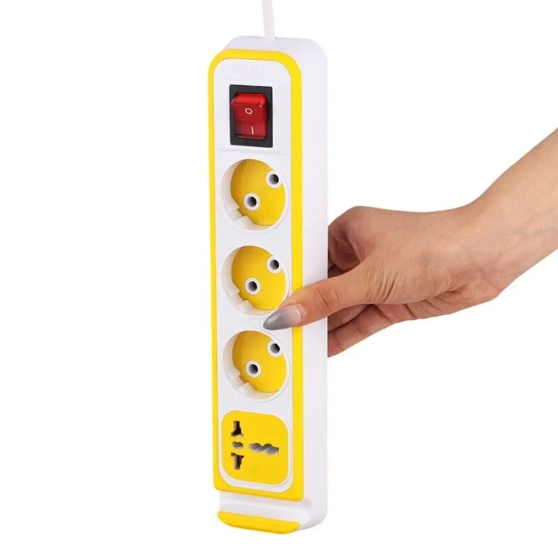 چند راهی برق 4 خانه دینا مدل D3000 مبدل دار با کابل 2.8 متری – زرد — تصویر ۶
