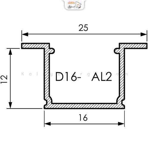 لاینر تکلاین توکار کنافی مدل D16-AL2 پارس شعاع توس — تصویر ۳