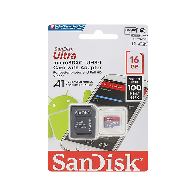 کارت حافظه MicroSDHC سن دیسک 667x کلاس 10 ظرفیت 16 گیگابایت + خشاب