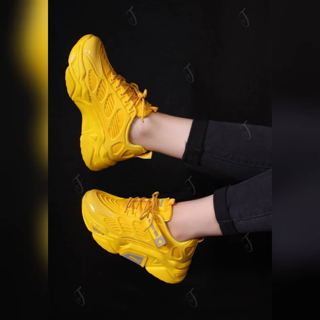 کتونی دخترانه اسپرت زرد — تصویر ۴
